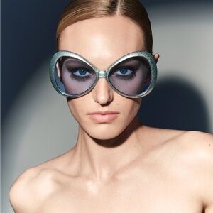 Vintage Blue Glitter Sunglasses